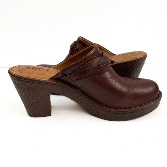 Børn Dark Brown Heeled Slip On Braided Acents Clog Mule Size 8 - Picture 9 of 13